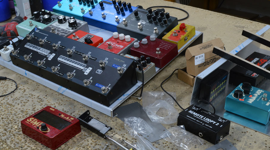 Custom pedalboard planning to ensure everything functions as it should on the road.